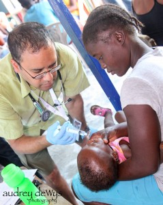 Dr.Hemant Kairam makes sure this child is treated for an infection.