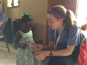 Volunteer Lauren Burnette on her first day at clinic.