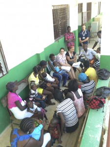HUFH volunteer epidemiologist Lisa and translator Franz leading a focus group on nutrition in Bod me Limbe