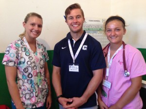 Medical Student, Jonathon Lis with two of our nursing students. Keagan Tinney and Alyssa Piparo