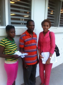 Dr. Dieula Toussaint with the parents. 